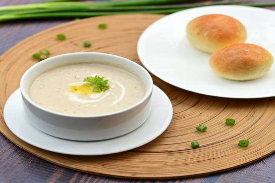 Cream of Chicken Mushroom Soup with Bread Roll